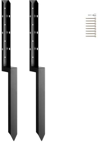 VEVOR Kit de réparation de poteau de clôture, 2 pcs, support de poteau en acier robuste, intérieur 51 x 51 mm, piquet d'ancrage au sol pour réparation de poteau de clôture en bois incliné ou cassé