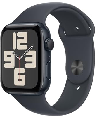 Apple Watch SE (2nd Gen) [GPS 44mm] Smartwatch with Midnight Aluminum Case with Midnight Sport Band M/L (Renewed)