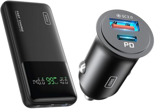 INIU Power Bank, 27000mAh 140W Caricatore Portatile Ricarica Rapida & Carica Batteria per Auto, 60W Total Presa Accendisigari USB C PD & QC 3.0 Fast Charging