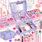 POWLYB Kit de Maquillaje Niñas- 68 PCS Lavable de Maquillaje, Juego de Maquillaje, Regalo de Princesa para Niñas, Juguete de Maquillajepara cumpleaños 3 4 5 6 7 8 9 10 Años