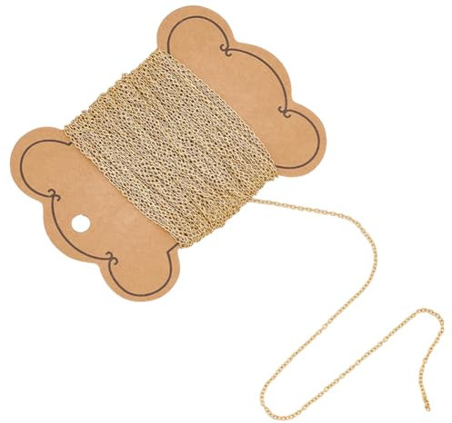 UNICRAFTALE Catene per Collane in Oro da 10m Larghezza 1.5mm 304 catenelle in Acciaio Inossidabile Cordolo Saldate Catene Coreane in Metallo Catene A Maglie di Estensione A Bobina per DIY Gioielli