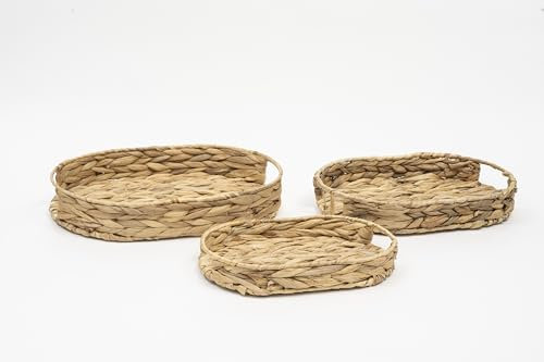 ARZOM - Brötchenkorb 3er Set – Brotkörbchen geflochten aus Seegras – stapelbar & kratzfrei – geeignet als Brotkorb, Obstkorb & Deko-Korb – Serviertablett mit Griffen in klein, mittel & groß