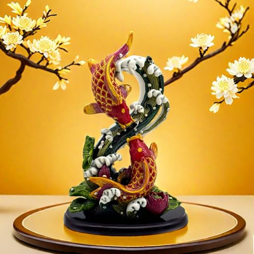 SHTWX Chinese Feng Shui Fish Statue Sculpture Frgurine Good Lucky Gift for FengShui Lover Desktop Display Decorative Decoration