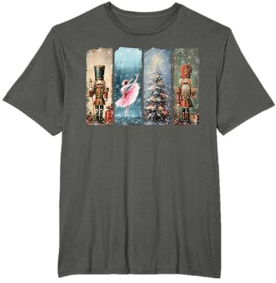 Retro Nutcracker Christmas Tree Ballet Dance Christmas Vibes T-Shirt