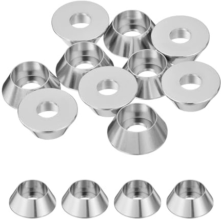 QUARKZMAN paquet de 10 Rondelles en forme de cône M5 (argent) | Rondelles de tête de coupe en aluminium anodisé, pour vis RC/FPV/PC/Drone, pour Pièces de modèle d'accessoires mécaniques