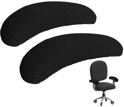 DONOONIS 2er Pack Armlehnenbezüge für Bürostuhl, Armlehnenschoner aus elastischem Polyester für Armlehnen, Armlehnenschoner für Bürostuhl (Schwarz)