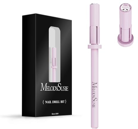 MelodySusie Small 3.1mm Mandrel Bit with Crystal Top for Nails, 3/32'' Easy Off Nail Drill Bits for Sanding Bands, Suitable for Acrylic Nails Gel Manicures and Pedicures, Rose Pink