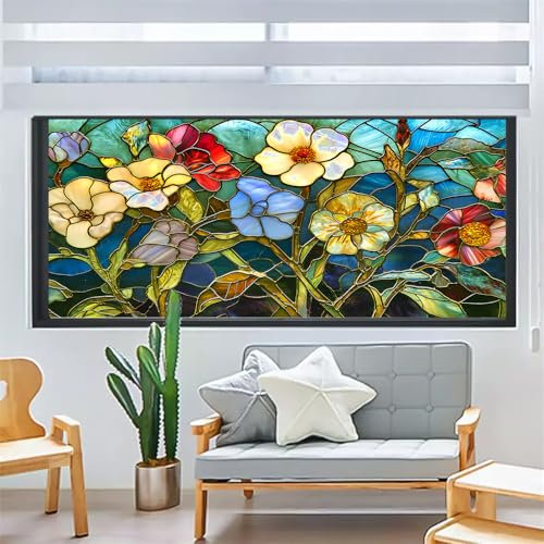 Vinilos para Cristales 45x116cm Flores Brillantes Vinilo Adhesivo Cristal Translucido,Vinilos Adhesivos para Cristales,Vinilo Ventana,Vinilo Mampara Ducha,Window Film Anti UV