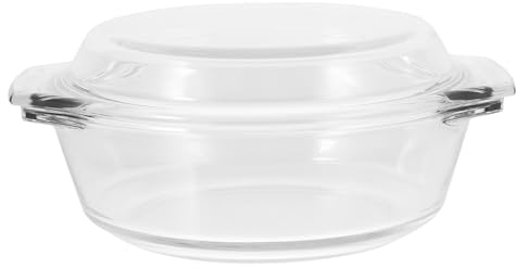 VICASKY 0.7l Glass Casserole Dish with Lid and Handles, Oven and Microwave Safe Bakeware Bowl, Easy to Clean and Sturdy Heat-resistant Glass for Serving and Cooking