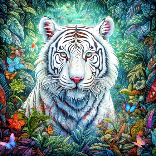 HUADADA Puzzle de 1024 pièces, tigre et fleurs, de qualité supérieure, 1024 pièces, pour adultes et enfants à partir de 14 ans