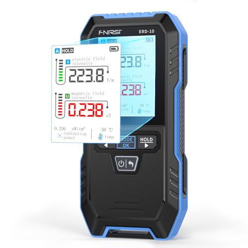 【Newly Upgraded】FNRSI ERD-10 Digital EMF Meter, Electromagnetic Field Radiation Detector with 2.4 Color Screen for Magnetic Electric RF, Temperature Monitoring, Portable Design