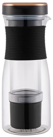 Electric Cold Brew Coffee Maker, Iced Tea and Coffee Maker, 10-min Quick Extraction, 600ml Glass Carafe, with 4 Brew Strength Settings, Low-Acid Brews, Rechargeable