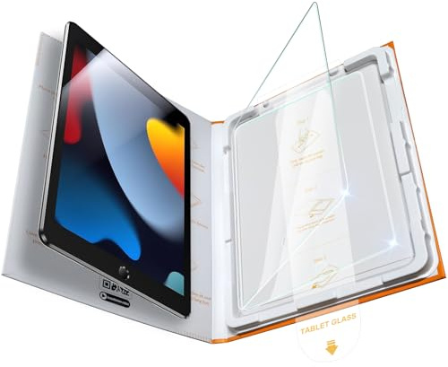 TOPESCT IPad 10.2 inch Screen Protector[2 Pack], Tempered Glass Film for Apple iPad 2021 2020 2019 (9th / 8th / 7th Generation) (iPad 10.2 inch (9th/8th/7th Gen), 2 Pack with UltraFit Tray)