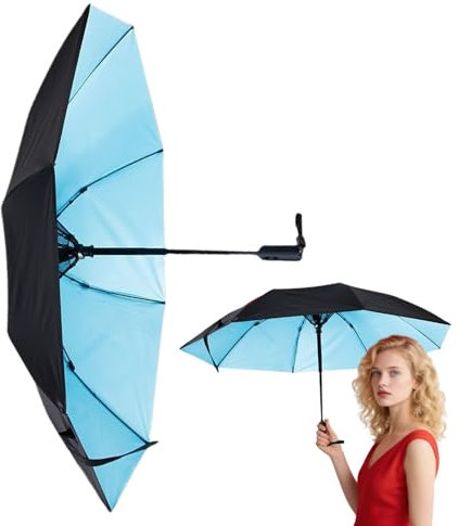 Ombrellone con ventilatore | Ombrellone protettivo UV con ventola rinfrescante - Accessori da viaggio Ombrellone per la pioggia per adulti e bambini eventi sportivi estivi golf picnic pesca, blu