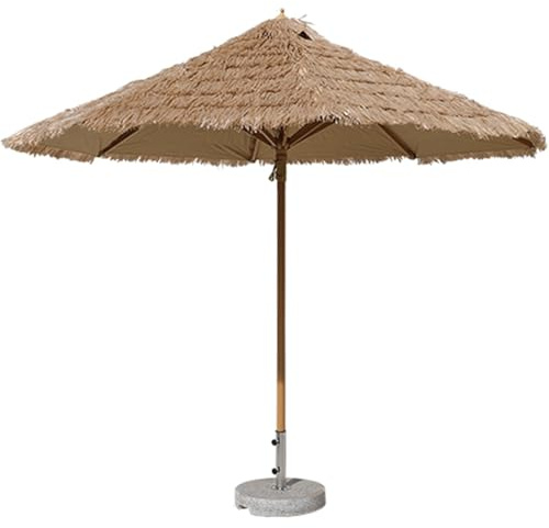 Hawaiianischer Strohschirm, Strandschirm Mit Basis, Wasserdichter Gartenschirm Für Innenhof, Café, Pools, Deck(Single-Sided,3m)