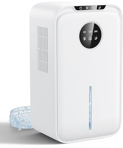 Luftentfeuchter Elektrisch 2500ml - Leiser Raumentfeuchter gegen Feuchtigkeit & Schimmel - 750ml/Tag Entfeuchter für Schlafzimmer, Badezimmer, Keller & Wohnung - Timer, Auto-Abschaltung, LED, Weiß