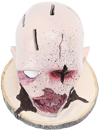 Haofy Porte-Couteaux en Forme de Tête de Mort, Base en Résine à 6 Fentes pour un Rangement Stable sur le Comptoir avec un Support à Couteaux au Design Décoratif Effrayant pour la Fête d'Halloween,