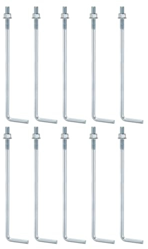 QUARKZMAN 10 Pezzi Bulloni Ad Ancoraggio 5/8-11 X 16 Bulloni A L Acciaio Al Carbonio Zincati Con Dadi E Rondelle Per Progetti In Legno E Getto Di Piattaforme In Calcestruzzo Bianco