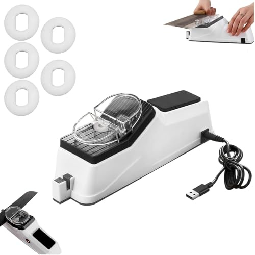 Surudoisharp Pro Aiguiseur de couteaux électrique – Affûtage en 5 secondes pour couteaux épais, affûtage électrique et manuel, base antidérapante, hygiénique et facile à nettoyer, pour la maison et