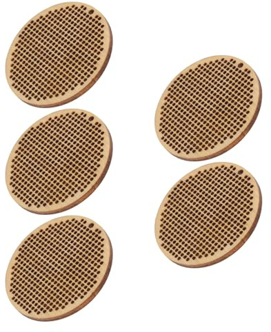 Healvian 5pcs Mini Cross-Stitch Wood Chips 5cm Round DIY Handmade Cross Stitch Wooden Boards for Embroidery Kits and Craft Pendants