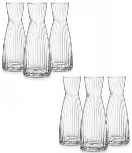 Set 6 Caraffa in Vetro Star Glass Bottiglia da Tavola 1 LITRO CL 100 Elegante per Vino Acqua o succhi bevande Alta Brillantezza Resistente agli Urti Ideale per Casa Ristorazione MADE IN ITALY