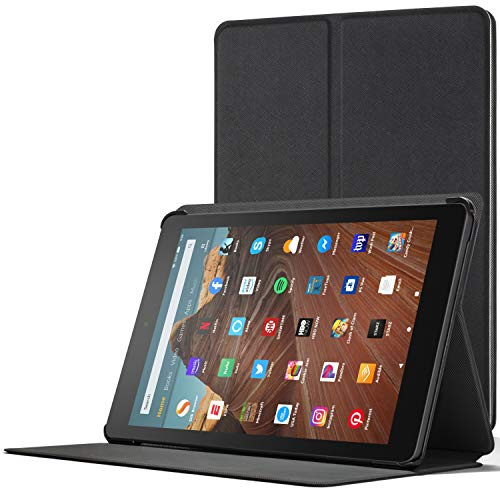 Forefront Cases Hülle für Amazon Fire HD 10 Tablet (9. Gen 2019 & 7. Gen 2017) **PASST Nicht FÜR DAS 2021, 2023 Release* * Hülle-Ständer, Smart Auto Schlaf/Wach Schutzhülle, Tasche - Schwarz