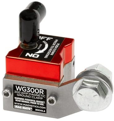 MAG-Mate WG300R On/Off Magnetic Welding Ground, Powerful Magnets and Welding Accessories, 150 lbs. Holding Capacity, 300 AMP, Red/Silver