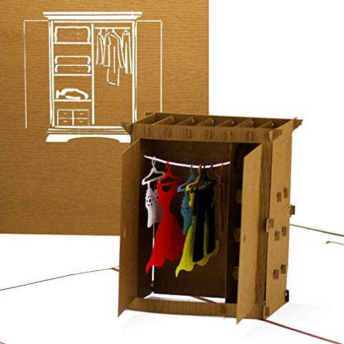 Pop-Up Karte Kleiderschrank – lustige 3D Geburtstagskarte & Glückwunschkarte als Gutschein, Geldgeschenk, Geschenkverpackung, Shopping-Gutschein & Einkaufsgutschein Shopping-Tour