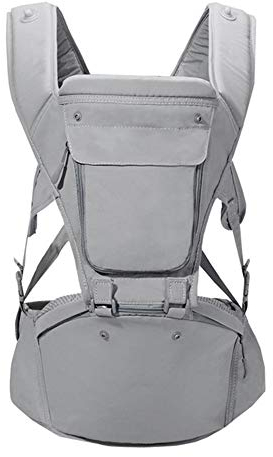 WPHH Babytrage Babytragetasch Vorne Hipseat Känguru Ergonomische Kindertrage Für Neugeborene Kleinkind Kinder Belastung Tragen 20Kg,Grau