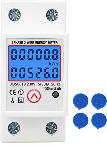 Jeanoko DDS6619-526L-2 compteur électrique multifonctionnel compteur d'énergie monophasé à affichage LCD numérique réinitialisable avec rétro-éclairage