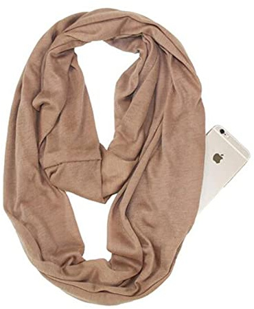 MeiPing Bufandas para mujeres, niñas, damas, bufanda de viaje Bufanda ligera Infinity Wrap con bolsillo oculto Bufandas para mujer (kaki)