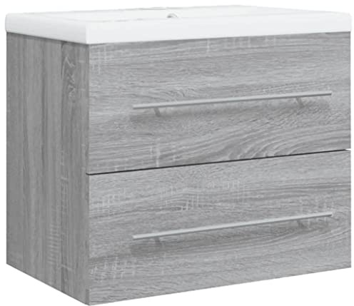 vidaXL Mobile Bagno e Lavabo Integrato Grigio Sonoma Legno Multistrato