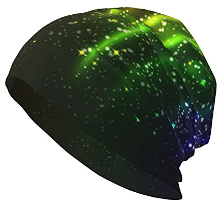 SUAQUE Schwarze Katze Erwachsene Mode Strickmütze Casual Beanie Cap Elastische Beanie Cap Leichte Laufmütze, Regenbogen Neon, EinheitsgröÃŸe