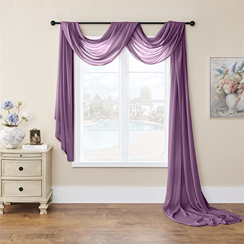 SK Studio Querbehang Freihanddeko Transparente Voile Gardine Vorhang Hochzeit Deko Foto Hintergrund Vorhangschal für Party Hochzeit Geburtstag Lila 1, 140x700cm