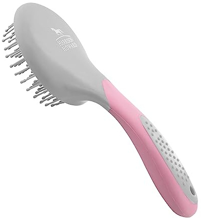 Harrison Howard Horse Mane and Tail Brush - Professional Equestrian Detangler Non-Slip Brush - Pink