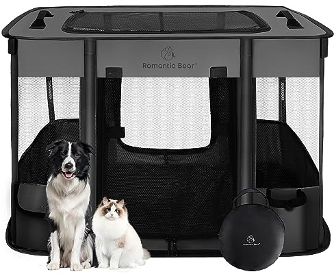 Dog Playpen,Pet Playpen,Foldable Puppy Cat Playpen,Portable Exercise Kennel Tent Crate,Water-Resistant Breathable Shade Cover,Indoor Outdoor Travel Camping Use for Small Animals with Carrying Case(M)
