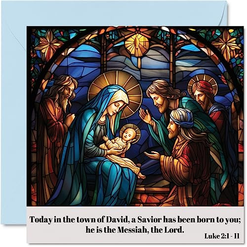 Stuff4 Biglietti di Natale religiosi donne e uomini – Natività – Biglietto di auguri di buon Natale sorella fratello cugino zio zia mamma papà nonno 145mm singolo biglietto di