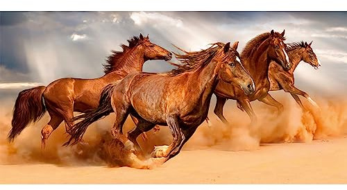 HUBDECO Schutzunterlage für den Schreibtisch - Schützt Schreibtisch vor Kratzern und Schäden - Langlebig, Hitzebeständig - Pflegeleicht, Wasserfest - Mauspad - 90x45cm - Pferde im Galopp
