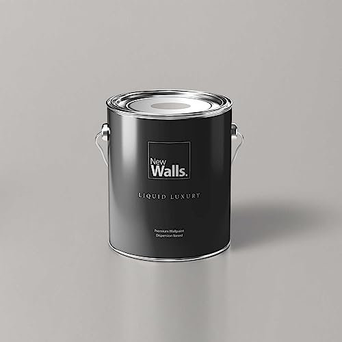 New Walls Premium Wandfarbe Grau, Greige Liquid Luxury Dispersionsfarbe für Innenräume – 5 L