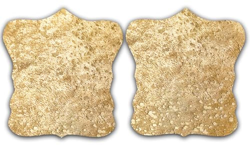 unendlich schoen - 2er Platzset Platzdeckchen, echt Kuhfell abwaschbar, Tischset natürlich rutschfest, Deko Telleruntersetzer Esstisch Wohnzimmer (Gold Sparkle, 40 x 38 cm)