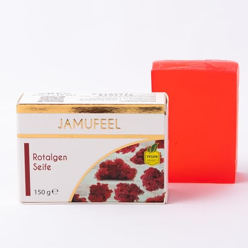 Jamufeel • Rotalgen Kernseife für Gesicht & Körper • 150g • Sanfte Reinigung & Unterstützt die Hautelastizität • 100% Vegan • Ohne Gentechnik • Frei von Allergenen