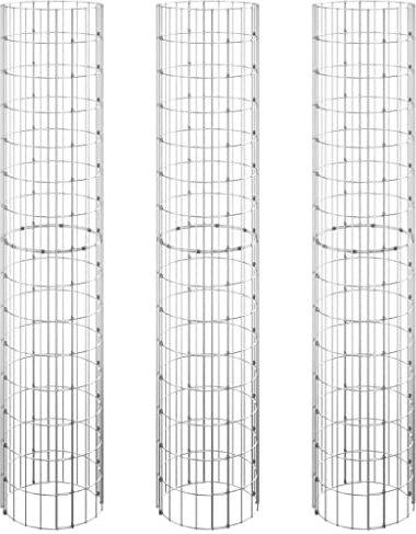 Parterre surélevé en Gabion, jardinière en Cage à Pierre, Lit Surélevé à Gabion, Parterre de Fleurs Jardin Terrasse Extérieur Jardinière, Panier à Pierres, circulaire 3 pcs Acier galvanisé Ø30x150cm