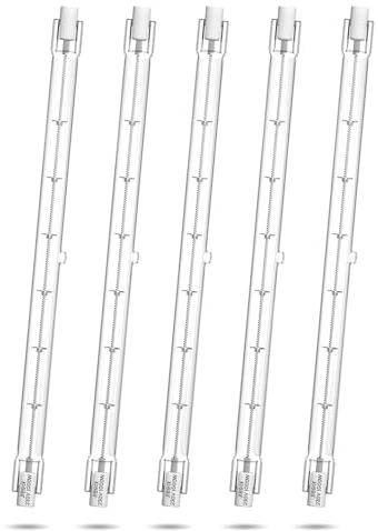 CucuGo R7s Halogen Leuchtmittel 189mm 1000W Glühbirne Slim J189 J Typ Linear Doppelend Fluter Dimmbar Halogenstab, 16000Lm Superhelles Flutlicht Lampe 220-240V Halogen Glühbirne, 5 Stück