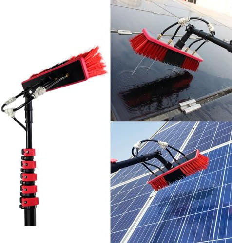 QmEna Hohe Reinigungsbürste für Teleskopstangen,Reinigungsbürste für PV-Systeme,Reinigungsset für Solarmodule,Reinigungswerkzeug für den Außenbereich, Reinigungsbürste 5.4M,35cm
