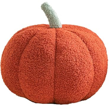 Irunfast 28cm Artificial Pumpkin Throw Pillow fall Thanksgiving Cushion Red Pumpkin Throw Pillow Cushion Home Decoration for Car Bedroom Sofa Couch Living Room(Red)