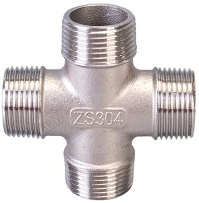 1/4 3/8 1/2 3/4 1 1-1/4 1-1/2 2 BSP Male Cross 4 Ways Splitter 304 Stainless Pipe Fitting Connector Wate Gas Fuel Oil(Size:3/4)