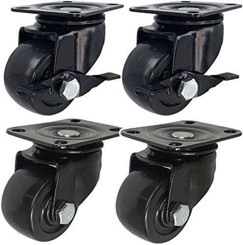 Rollen, 4er-Set – Möbelrollen, 40 mm, 50 mm, für industrielle Anwendungen, Schwerlastrollen mit Bremse, 400 kg Tragkraft, Nylonräder, Trolley-Transporter, Doppelrollen für Bett, Sofa, 2 Zoll