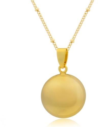 Bolara Schwangerschaftskette mit Harmonieglocke Gold - 110cm + 5cm verstellbar - Babyshower-Geschenk für werdende Mütter - Kugelankerkette