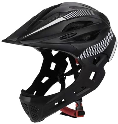 Oshhni Bike Helmet for Kids Cycling Helmet Protective Gear Impact Resistance Full Face Helmet Bicycle Helmet for Rock Climbing, black white