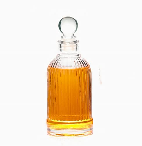 Jarrones decorativos de estilo vintage, jarrón pequeño, botella difusora de varillas vacía, decantador de whisky con tapón de bola de vidrio para cóctel, whisky, brandy, vodka, jugo de bourbon